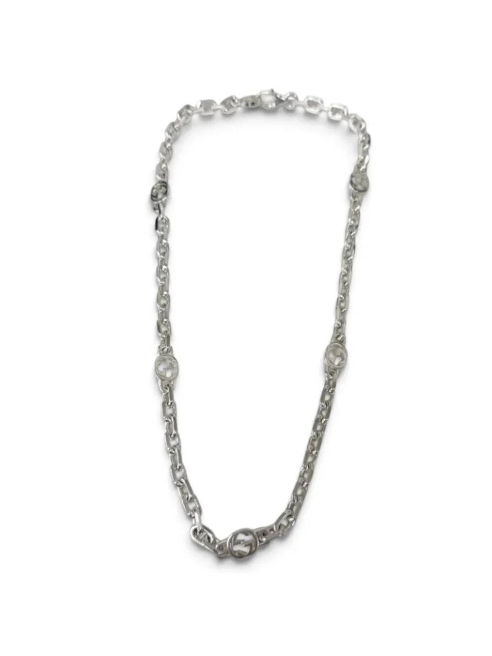 Gucci Interlocking Chain Necklace Silver
